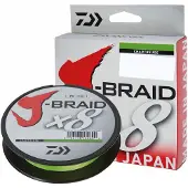 Daiwa J-Braid X8, gevlochten lijn, 0.28mm, 150 meter, kleur: chartreuse