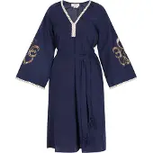 Usha Jurk 'Festival' marine / bruin / wit