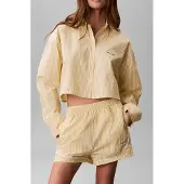 Calvin Klein Ck Graphic Cropped Sleep Top Sera Stripe Pear Sorbet Maat: S | Nachtmode Outlet | Dames