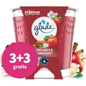 Glade 3+3 Gratis: Vegan Geurkaars Cosy Apple & Cinnamon 100% Raapzaadwax 112 Gr