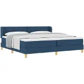 vidaXL Boxspringbed met hoofdeinde, blauw, 200 x 200 cm, gestoffeerd