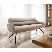 DELIFE Eetkamerbank Taya-Flex 200 cm bouclé mud hoekig kruisframe zwart pocketvering