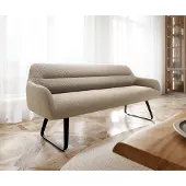 DELIFE Eetkamerbank Taya-Flex 200 cm bouclé mud platte sledebasis zwart pocketvering