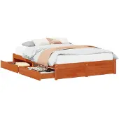 vidaXL Bedframe met lade met opslag Wasbruin Massief vurenhout