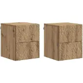 vidaXL Muurbevestigde Nachttafel 2 st Artisanaal eiken