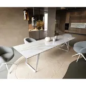 DELIFE Eettafel Edge 300x100 cm keramiek Onyx Pearl schuin onderstel metaal wit