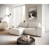 DELIFE Hoeksofa Lanzo 230x155 cm bouclé crème-wit met variabele recamière