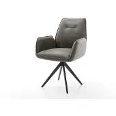 DELIFE Eetkamerstoel Zoa-Flex microvelours grijs antiek kruisframe hoekig zwart pocketveer kern