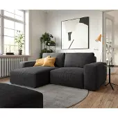 DELIFE Hoeksofa Lanzo 230x155 cm microvezel zwart met variabele recamière en hocker
