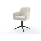 DELIFE Draaistoel Greg-Flex pluchen crème-wit kruispoot zwart 360° draaibaar rocker-functie pocketveer kern
