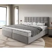 DELIFE Boxspringbed Dream-Fijn microvezel grijs 200x200 cm Bonell matras PU topper