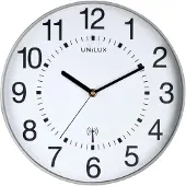 Unilux Wandklok in retro-stijl, model Maxi Wave, diameter 30 cm, metaalgrijs. Verpakking met 5 stuks