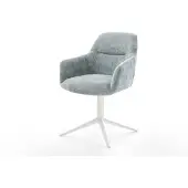 DELIFE Draaistoel Pejo-Flex chenille pastelblauw kruispoot wit 360° draaibaar rocker-functie pocketveer kern