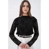Big Dart Geprinte Flock Crew Neck Blouse