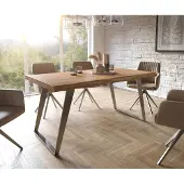 DELIFE Eettafel Edge 160x90 XL acacia natuur roestvrij staal schuin Live-Edge
