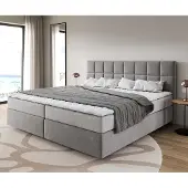 DELIFE Boxspringbed Dream-Fine microvezel grijs 200x200 cm met pocketveringmatras en Visco topper