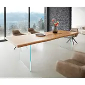 DELIFE Eettafel Edge 260x100 acacia natuur glas Live-Edge