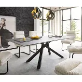 DELIFE Eettafel Edge 200x100cm Laminam keramiek bruin middenpoot kruis zwart