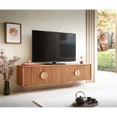 DELIFE Tv-meubel Surimu 175 cm acacia lichtbruin 4 deurs kurkgreep zwevend