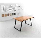 DELIFE Eettafel Edge 140x90 acacia natuur metaal schuin Live-Edge