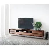DELIFE Tv-meubel Eloi 240x35 cm acacia bruin 2 deuren 2 laden zwevend
