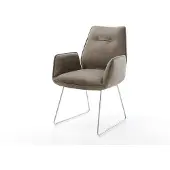 DELIFE Eetkamerstoel Zoa-Flex microvelours taupe vintage slipframe roestvrij staal pocketveer kern
