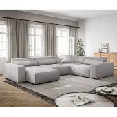 DELIFE Woonkamerlandschap Sirpio XL 360x260 cm koord zilvergrijs recamiere variabele
