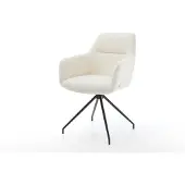 DELIFE Eetkamerstoel Pejo-Flex bouclé wit kruisframe conisch zwart pocketveer kern