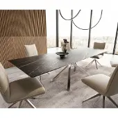 DELIFE Eetkamertafel Edge 200-300x100 keramiek LaminamNoir Desir bruin kruisframe rechthoek RVS uitschuifbaar