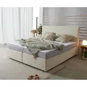 DELIFE Boxspringbed Dream-Well Pluche-Koord Beige 180x200 cm met Bonell-matras en PU-topper