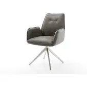 DELIFE Eetkamerstoel Zoa-Flex microvelours grijs antiek kruisframe breed roestvrij staal pocketveer kern