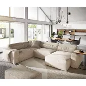 DELIFE Woonkamerlandschap Sirpio 300x210 cm Snoer beige recamiere variabel met kurk