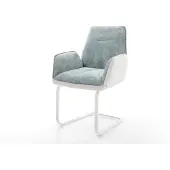 DELIFE Sledemodel Zoa-Flex materiaalmix echt leer wit-pastelblauw sledemodel vlak wit pocketveer kern