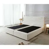 DELIFE Boxspringbed Dream-Well pluche corduroy beige 200x200 cm