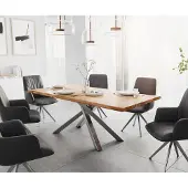 DELIFE Eettafel Edge 200x100 acacia natuur kruisframe rechthoek roestvrij staal Live-Edge