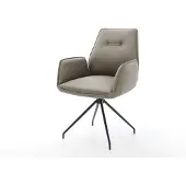 DELIFE Eetkamerstoel Zoa-Flex echt leer mud kruisframe conisch zwart pocketveer kern