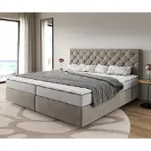 DELIFE Boxspringbed Dream-Groot microvezel beige 200x200 cm Bonell matras PU topper