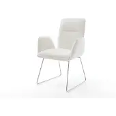 DELIFE Eetkamerstoel Vinja-Flex bouclé zacht beige slipframe roestvrij staal