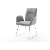 DELIFE Eetkamerstoel Vinja-Flex zachte stof met structuur grijs slipframe roestvrij staal