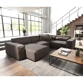 DELIFE Woonkamerlandschap Sirpio 300x210 cm microvezel Khaki bruin recamiere variabele