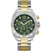 GUESS Analoog horloge 'Traction' goud / groen / zilver