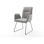 DELIFE Eetkamerstoel Vinja-Flex zachte stof met structuur grijs slipframe zwart