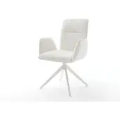 DELIFE Draaistoel Vinja-Flex bouclé zacht beige kruisframe breed wit 360° draaibaar rocker-functie