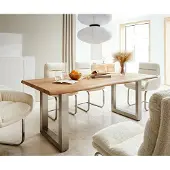 DELIFE Eettafel Edge 180x90 XL acacia natuur roestvrijstaal breed Live-Edge