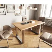 DELIFE Eettafel Edge 140x90 acacia natuur roestvrijstaal smal Live-Edge