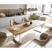 DELIFE Eettafel Edge 260x100 acacia natuur roestvrijstaal smal Live-Edge