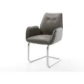 DELIFE Sledemodel Zoa-Flex microvelours grijs antiek sledemodel vlak roestvrij staal pocketveer kern