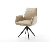 DELIFE Eetkamerstoel Zoa-Flex microvelours beige vintage kruisframe hoekig zwart pocketveer kern