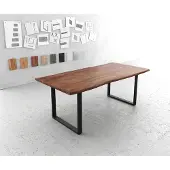 DELIFE Eettafel Edge 200x100 acacia bruin metaal zwart Live-Edge
