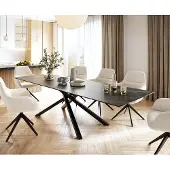DELIFE Eettafel Edge 300x100cm Laminam keramiek bruin middenpoot kruis zwart